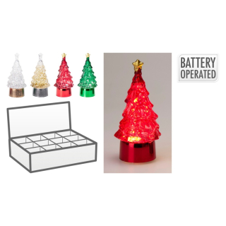 KOOPMAN Vánoční stromek 12 cm s LED světlem / zatřesením sněží uvnitř (mix /1 ks)