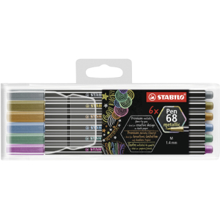 STABILO Prémiový metalický vláknový fix - STABILO Pen 68 metalický - 6 ks balenie