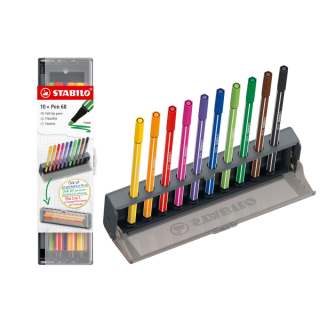STABILO STABILO Pen 68 Click Set - stolní stojánek a penál v jednom (sada 10 ks)