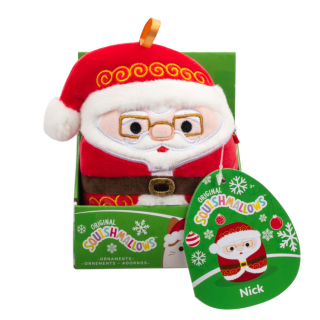 Squishmallows SQUISHMALLOWS Vánoční ozdoba Santa s brýlemi - Nick, 10 cm