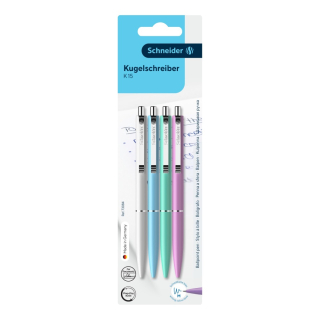 SCHNEIDER Pero kuličkové Schneider K15 Pastel blistr 4 ks - modrá náplň