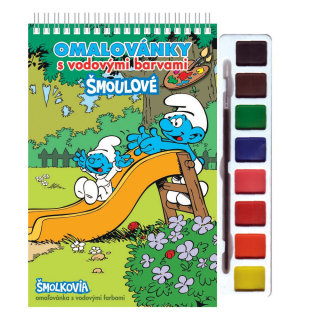 AKIM Omalovánky s vodovými barvami - A5 sešit se spirálou + vodové barvy "Šmoulové 2"