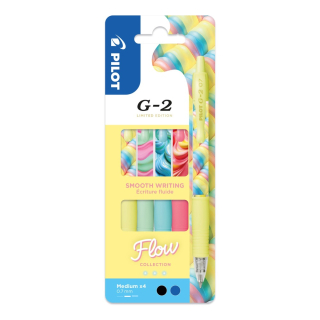 PILOT Roller gelový PILOT G-2 Flow 0,7 mm (sada 4 ks) - modrá /černá náplň