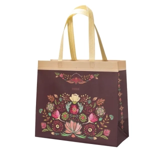 ARGUS Nákupní taška z netkané textilie Floral scape 35x31 cm - zelená-krémová