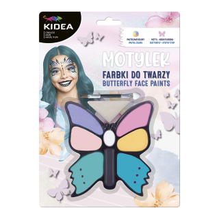 KIDEA Barvy na obličej MOTÝL - 8 barev + štětec (sada)