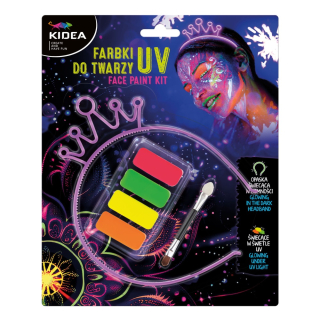 KIDEA UV barvy na obličej Kidea + čelenka svítící ve tmě