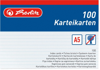 Karty do kartotéky A5 100ks, bílé, linka