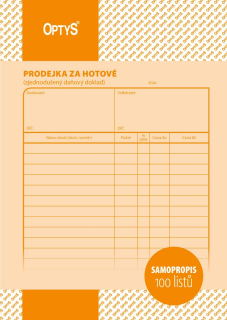 Optys Prodejka za hotové A5, samopropisovací, 100 listů