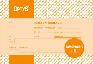 Optys Univerzální pokladní doklad A6, samopropisovací, 100 listů