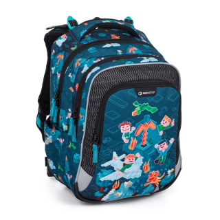 BAGMASTER Školní batoh BagMaster Lumi 24 E - Kostkový svět