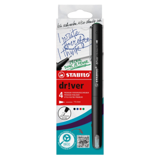 STABILO Jemný liner STABILO dr!ver 0,4 mm - sada 4 barvy