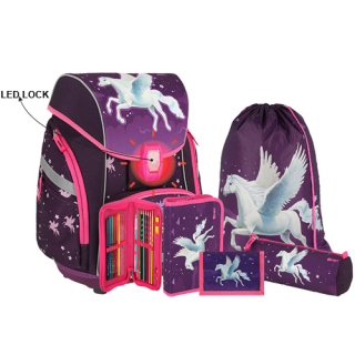 SPIRIT Školní aktovka - 6-dílný set, PRO LIGHT PREMIUM 3D Horse, LED