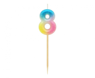 GoDan S.A. Dortová svíčka - číslo "8" pastelové ombré 11 cm