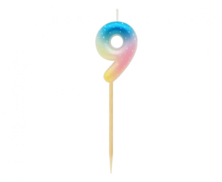 GoDan S.A. Dortová svíčka - číslo "9" pastelové ombré 11 cm
