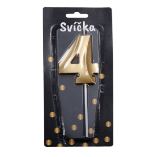WIKY Svíčka dortová - Párty zlatá č. 4
