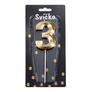 WIKY Svíčka dortová - Párty zlatá č. 3