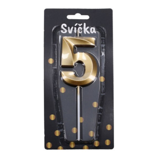 WIKY Svíčka dortová - Párty zlatá č. 5
