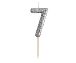 GoDan S.A. Dortová svíčka B&C - číslo "7" glitter černá 11 cm