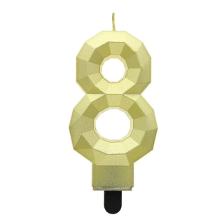 GoDan S.A. Svíčka dortová - číslice "8" Diamant 7,6 cm, zlatá metalická