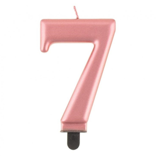 GoDan S.A. Svíčka dortová - číslice "7" B&C 8 cm, růžovo-zlatá metalická
