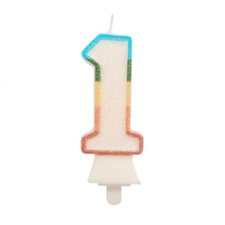 GoDan S.A. Svíčka dortová - číslice "1" Bio glitter 8,5 cm