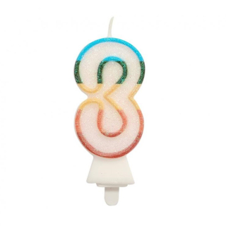 GoDan S.A. Svíčka dortová - číslice "3" Bio glitter 8,5 cm
