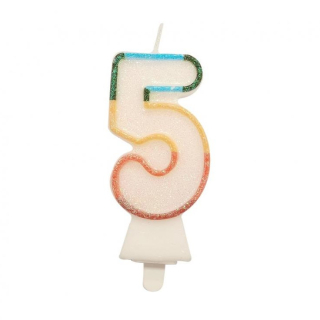 GoDan S.A. Svíčka dortová - číslice "5" Bio glitter 8,5 cm