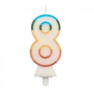 GoDan S.A. Svíčka dortová - číslice "8" Bio glitter 8,5 cm