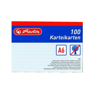 Karty do kartotéky A6 100ks, bílé, linka